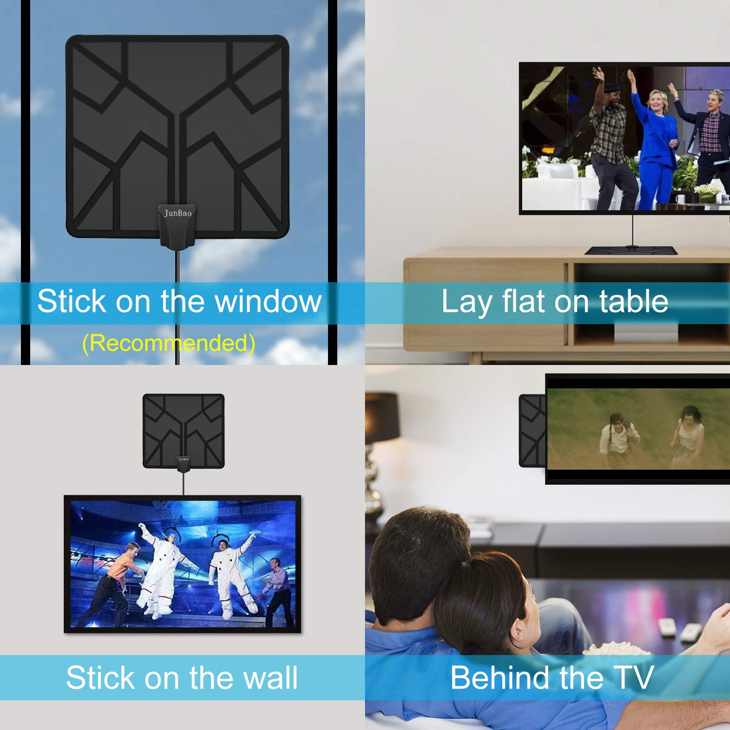 2019 Newest 50 Miles Range HDTV Antenna, TV Antenna Indoor Amplified Digital HD Antenna Free Channels with 4K 1080P High Definition Antenna Signal Booster, Long Coax Cable - High Reception