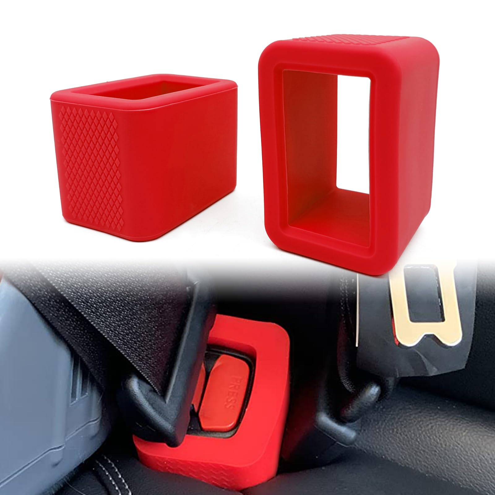Photo 1 of *** ITEM CORRECT***  2 Pack Silicone Belt Buckle Holder-Easy Access to The Buckles of Rear Seats, Suitable for children and passengers with special needs, Car Accessories (Red)