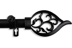A&F ROD DECOR A&F Rod Décor - Dahlia Curtain Rod 1 inch Diameter, 28-48 inch - Black