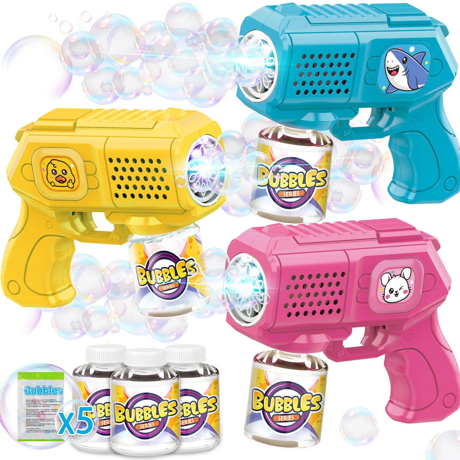 Photo 1 of (incomplete)(see images) Beria Bubble Guns with Bubble Solution- 3 Pack, Bubbles Gun, Blaster, Blower, Maker, Machine for Boys Girls, Birthday Gifts 