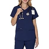 Hanes Womens Hanes Women's Premium Scrubs Top with Pockets, Comfort Fit Scrubs for Women, Nurse Essentials