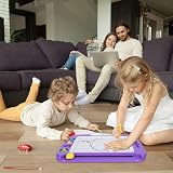 SGILE Large Magnetic Drawing Board for Toddlers 26x20cm Purple Etch & Sketch view 6