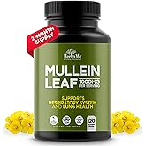 HerbaMe Mullein Leaf 1000mg, 120 Capsules, Lung Detox for Smokers, Lung Cleanse Supplement, Supports Respiratory Function Health, Promotes Mucous Membranes | Ear Health, Mucus Relief Herbal Pills