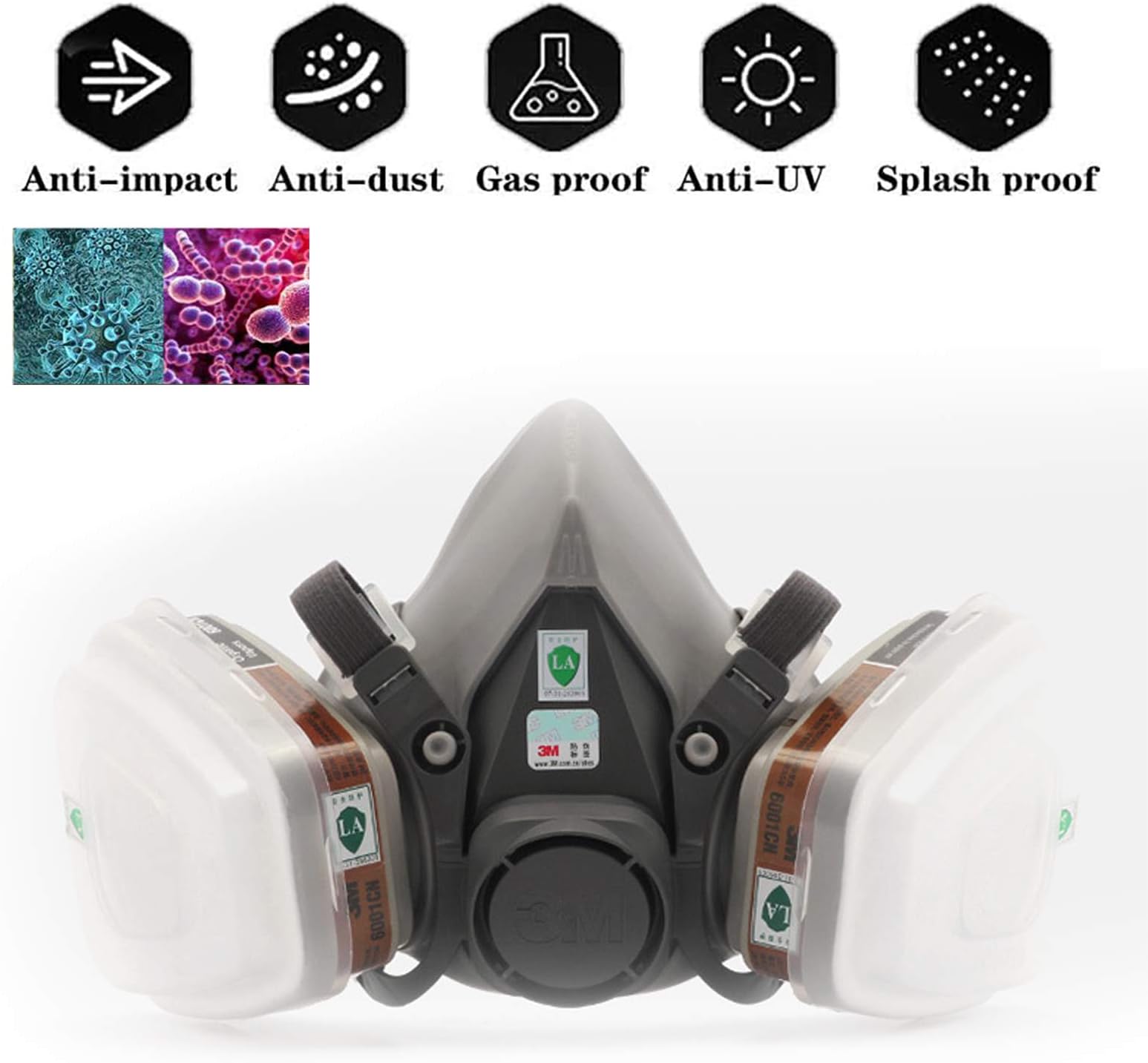 Self-Priming Filter Gas Mask Dust Proof Industrial Gas Mask Dust Proof Industrial Operation Mask, with Anti-Toxic Gas Function