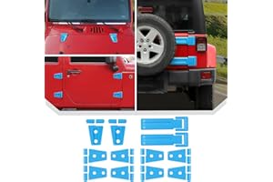 JeCar 12PCS Full Set Light Blue Door Hinge Cover Trim Kit for 2007-2018 Jeep Wrangler JK 4 Door