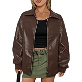 AUTOMET Womens Oversized Leather Jackets Zip Up Coats Faux Motorcycle Bomber Outfits Fall Trendy Fashion Winter Clothes 2026