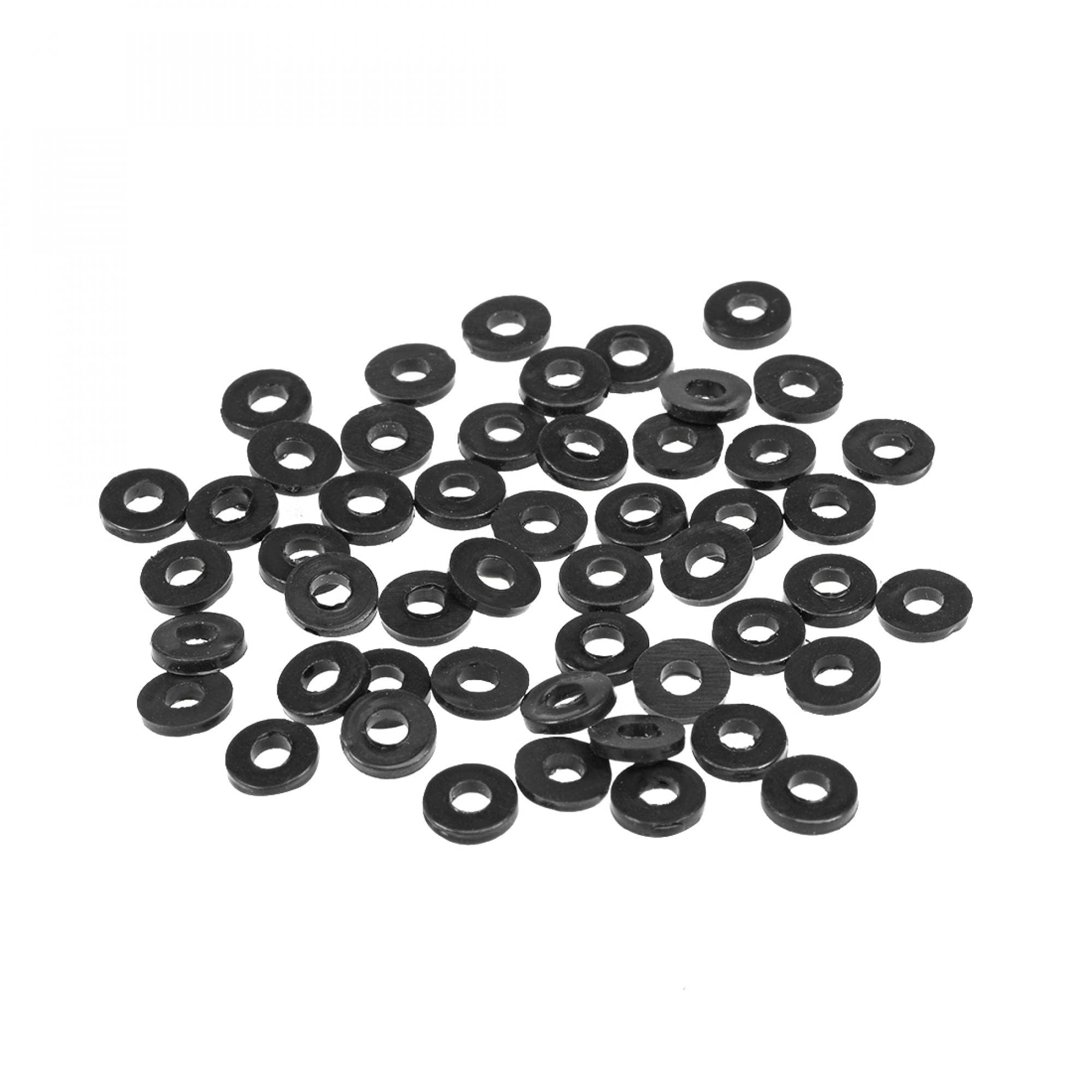 TOP-VIGOR 50Pcs Rubber Flat Washers, 7mm OD 3mm ID 1.2mm Thickness Heavy Duty Black Rubber Grommet Vibration Damping Pads Sealing Gasket Washers for Faucet Pipe Water Hose Fastener Bolt
