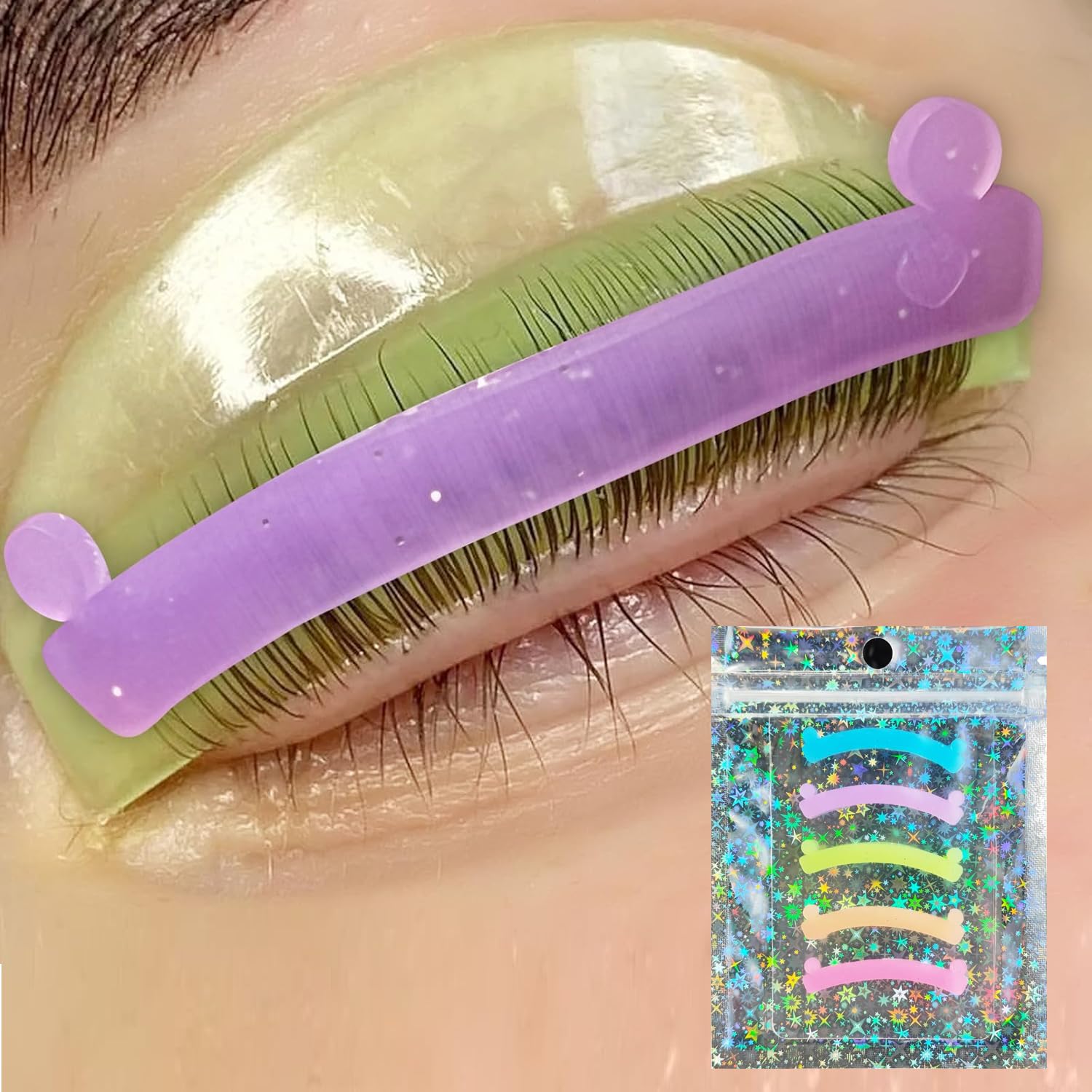Libeauty Lash Lift Ribbon, Silicone Ribbon for 5 Colors, Reusable Eyelash Perm Stripe Cover, Prevent Eyelashes from Falling Out, A Pack Contains Blue, Purple, Yellow, Pink, Orange