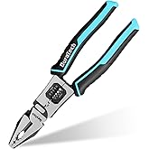 DURATECH 6-in-1 Linesman Pliers, 8.5" Multipurpose Combination Pliers with Wire Stripper/Crimper/Cutter Function, Heavy Duty Side-Cutting Pliers for Crimping, Stripping, Shearing, Screwing