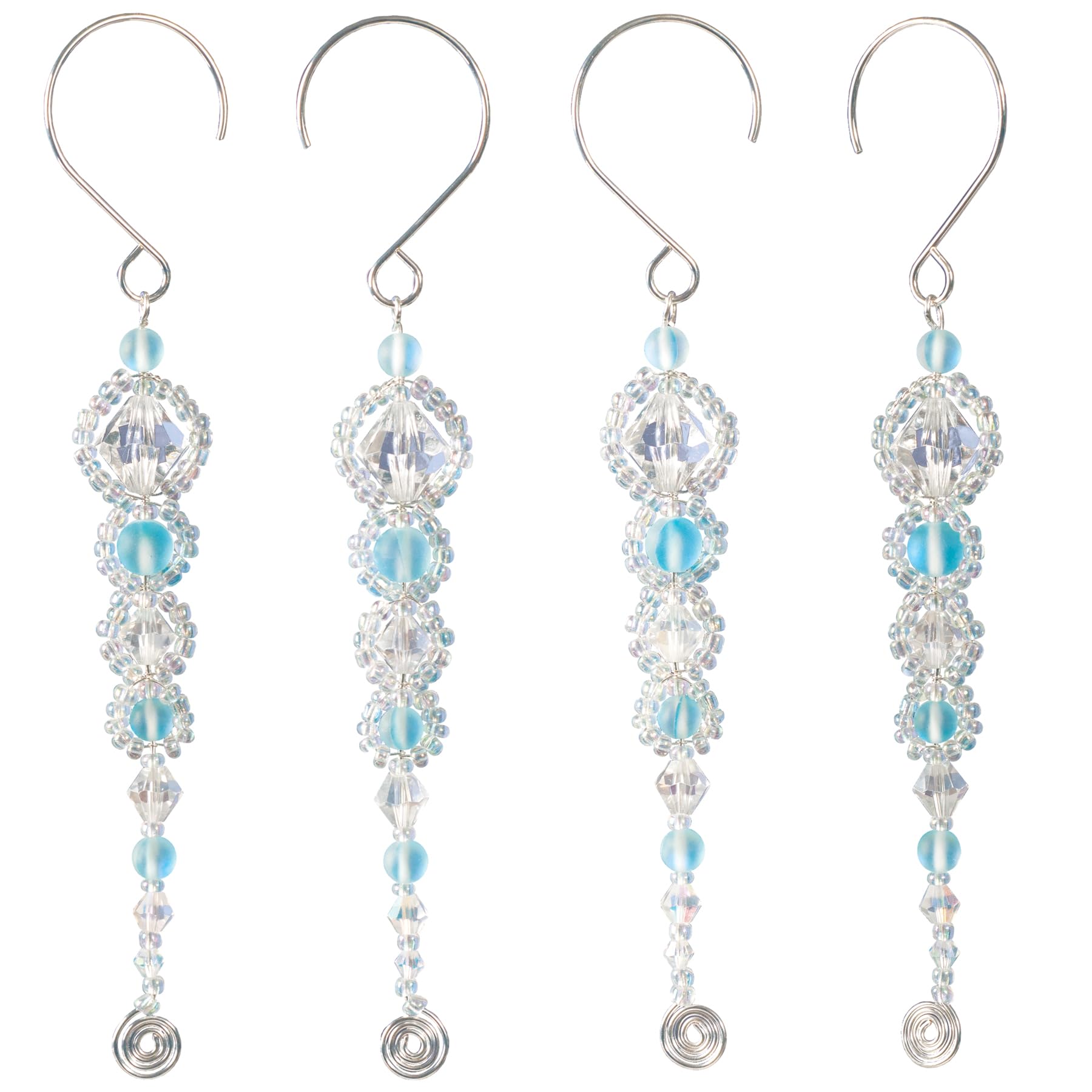 SOLID OAK Beaded Ornament KIT, Shimmer Icicles Makes 4