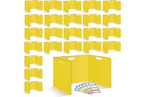 ZSMKJIAYE 24 Pcs Desk Dividers for Students 14 × 17.5 × 14 Inch Plastic Waterproof Privacy Folders Shields Test Dividers with Yellow Classroom Privacy Boards for School Study Teacher Supplies(Yellow)