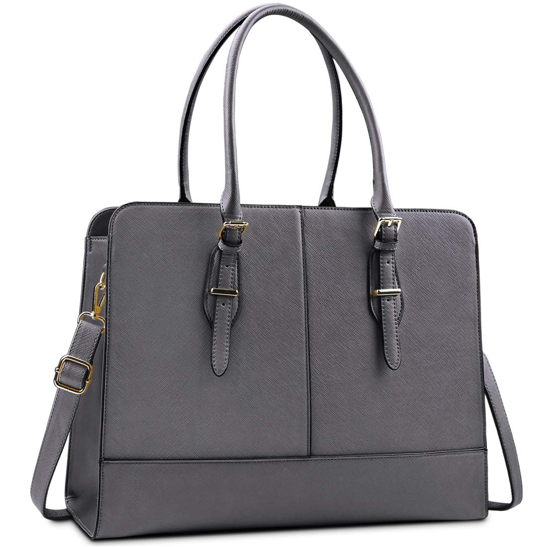 Lubardy Laptop Bags for Women 15.6 inch Ladies Leather Laptop Handbag Work Handbags Womens Tote Bag Office Grey โ image 1