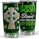 SANDJEST Irish Tumbler 20oz Celtic Cross Stainless Steel Tumbler with Lid Gift for Women Birthday Christmas