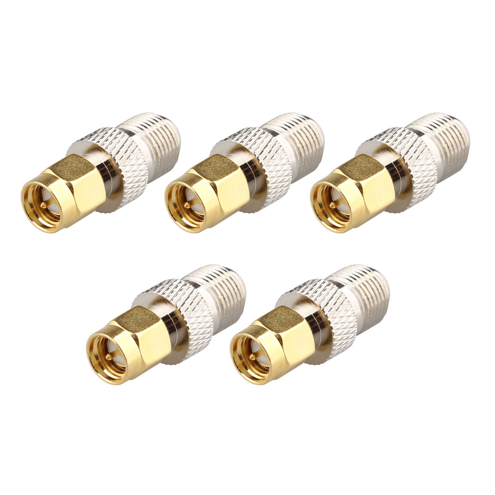 Jopto 5PCS DAB Aerial SMA Adapter CATV SMA Straight Antenna Adapter SMA Male to F-Type Female Connector RF Converter for TV Antenna Aerial Networks Modems Satellite Boxes Set Top Boxes FM/AM Radio