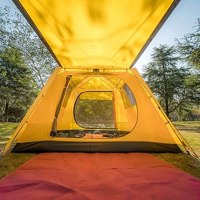 Buy Kazoo Family Camping Tent Large Waterproof Pop Up Tents 4 6 Person Room Cabin Tent Instant Setup With Sun Shade Automatic Aluminum Pole Online In Indonesia B081j4v1l4