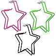 Hicarer 3 Pairs 70s 80s Neon Earrings Hoop Star Square Retro Earrings Gifts for Women Glow Party Costume Accessory