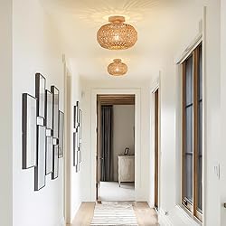 Zswanbei Boho Rattan Ceiling Light - Flush Mount