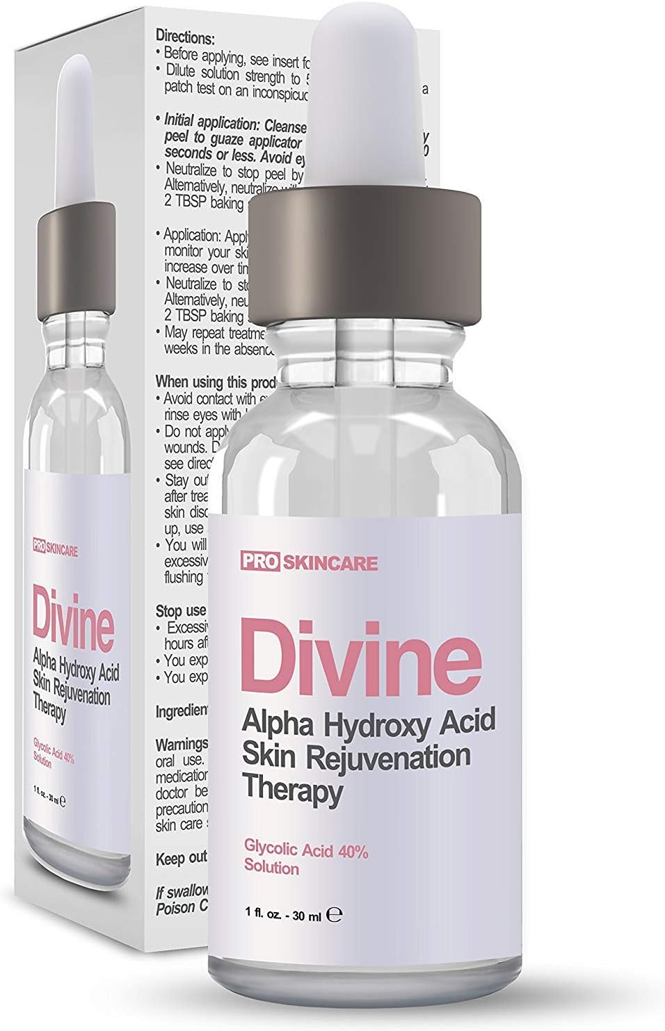 Glycolic Acid 40% Chemical Peel - Intense Alpha Hydroxy Acid Skin Peel For Acne Scarring, Wrinkles, Fine Lines and Brown Spots. 1 fl oz