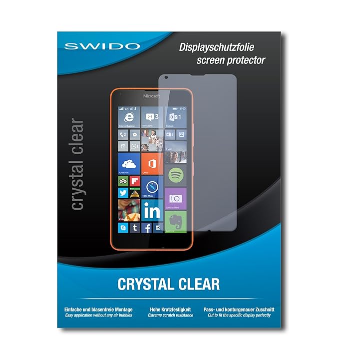 SWIDO® Displayschutz für Microsoft Lumia 640 LTE Dual SIM [4 Stück] Kristall-Klar, Hoher Härtegrad, Schutz vor Öl, Staub und 