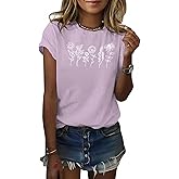 GLIGLITTR Women's Floral Tee Wildflower Graphic T Shirt Summer Flower Casual Loose Top Crew Neck Short Sleeve Shirts Tees