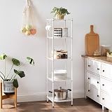 SONGMICS Bathroom Shelf Metal Storage Rack 5 Tiers 100 kg White Translucent view 3