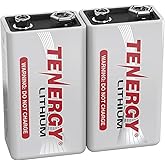 Tenergy 9V Lithium Batteries, 1200mah Non-Rechargeable Batteries, 10 Years Shelf Life Lithium 9 Volt Batteries, 2 Pack