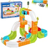 Hot Bee Electric Train Set for Kids, 93pcs Gravity-Defying Race Track | 3D STEM Toy Train Track for Kids, Building Train Toys for Toddlers, Birthday Gifts for 3 4 5 6 7 8+ Year Old Boys Girls