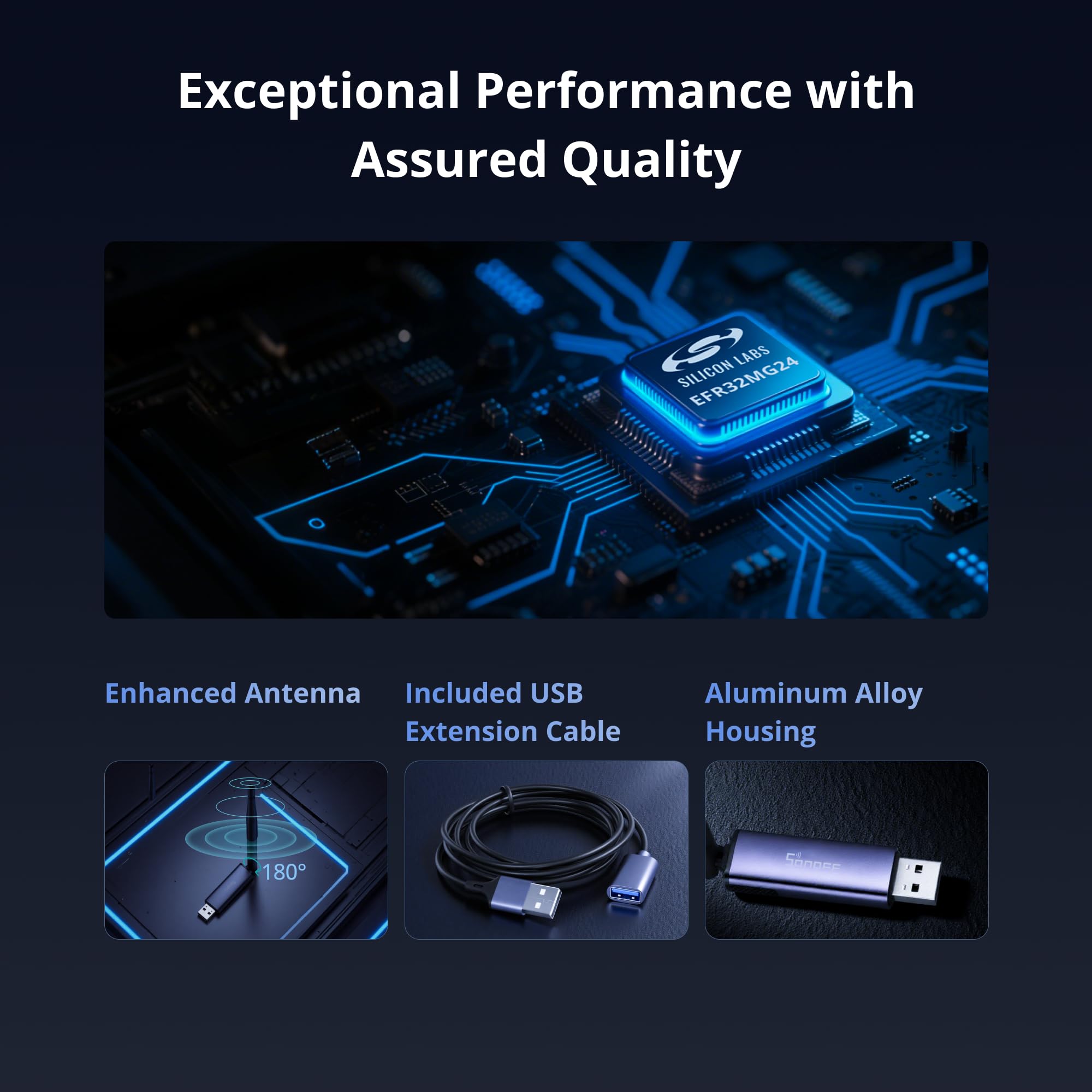 SONOFF Zigbee 3.0 USB Dongle Plus MG24, Zigbee Gateway mit EFR32MG24, Thread & Zigbee USB-Stick, Zigbee Controller für Home Assistant oder Zigbee2MQTT 3