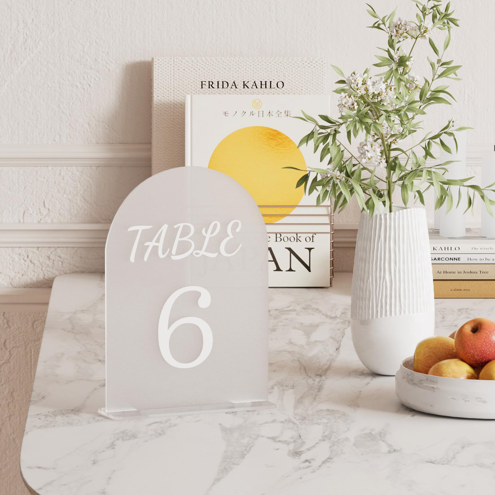 Photo 1 of Urban Deco Table Numbers Wedding Seating Chart 5x7inch Acrylic Table Number Holders Wedding Decorations for Reception Perfect for Decoration, Party, Anniversary, Event (Matte White, 1-10)