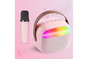 RAIPOMENT Karaoke Machine for Kids, Mini Portable Bluetooth Speaker with Wireless Microphone, Karaoke Toys Gifts for Girls Ages 4, 5, 6, 7, 8, 9, 10, 12 +Year Old Christmas Birthday (Karaoke Machine-1pink)