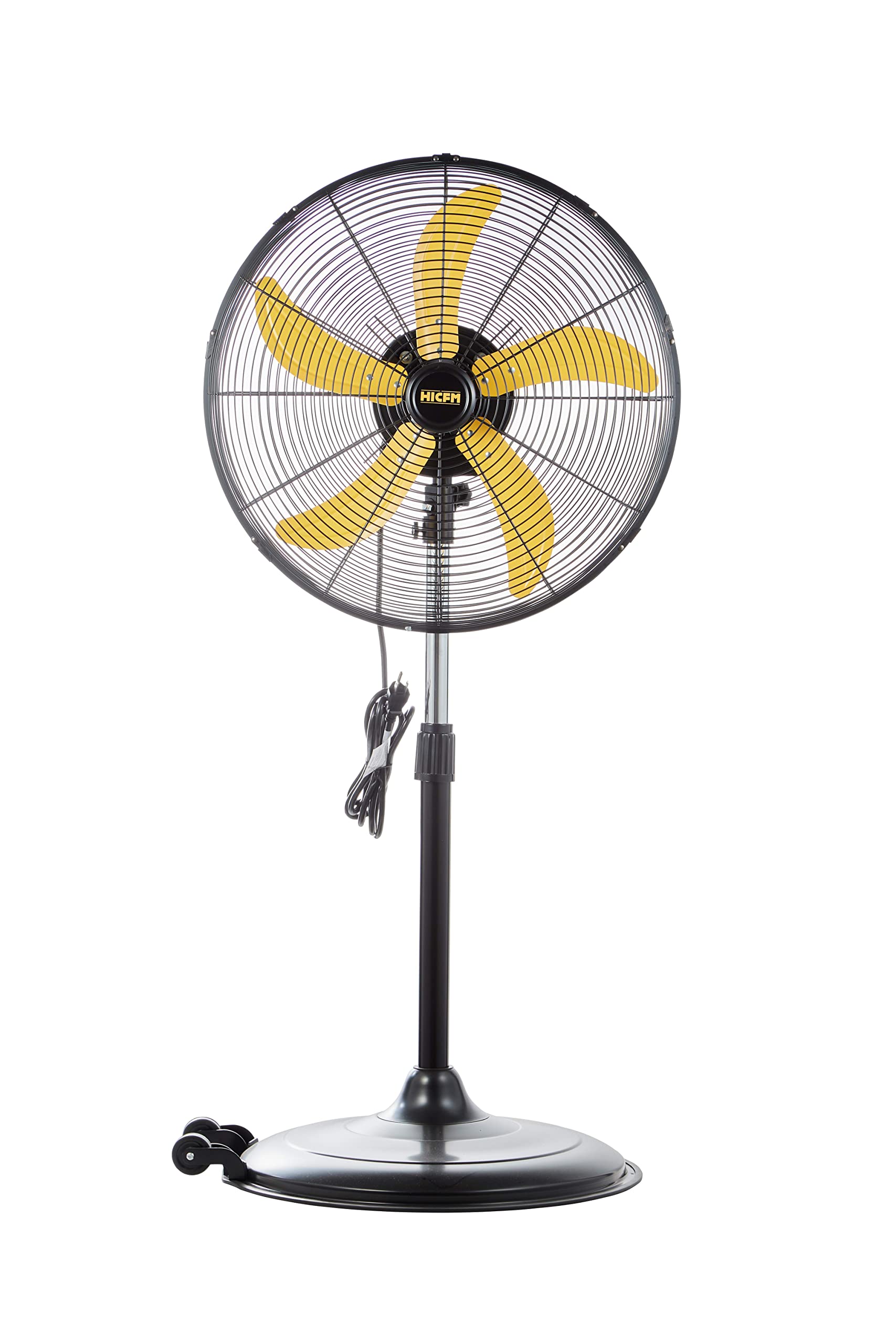 HiCFM 5000 CFM 20 inch High Velocity Pedestal Oscillating Fan with Powerful 1/5 Motor, 9ft Power Cord, Oscillation, Metal Body with Wheels for Garage, Commercial, Industrial - UL Safety Listed