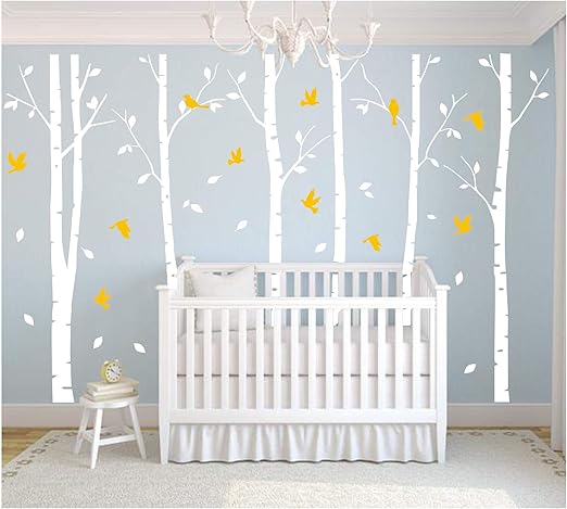 Amazon De Bdecoll Weiss Grosse Baum Wandtattoo Wandsticker Aufkleber Sticker Ablosbar Vinyl Fur