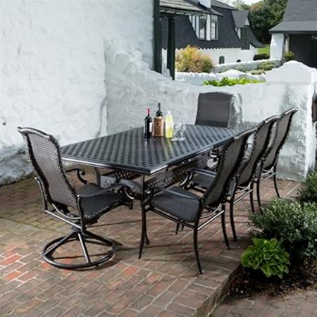 Amazon Com Alfresco Home Hemingway All Weather Wicker 8 Seat Dining Set Outdoor And Patio Furniture Sets Garden Outdoor