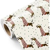 WRAPAHOLIC Dog Christmas Wrapping Paper - Mini Roll - 17 Inch x 16.5 Feet - Chritsmas Dachshund Dog Wrapping Paper for Xmas Holiday, Party Celebration