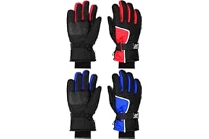 SATINIOR 2 Pairs Kids Waterproof Winter Snow Gloves Ski Gloves for Boy Girl Outdoor Warm Thickening Snowboard