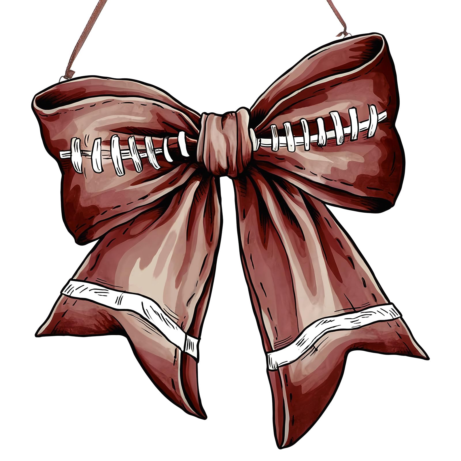 Photo 1 of ****** PACK OF 2****** RattanView Bow Wooden Hanging Sign Fall Football Bow Wall Hanging Wall Art Thanksgiving Bowknot Welcome Door Sign Decor for Autumn Harvest Indoor Outdoor Porch Decor