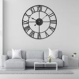 Crystals Outdoor Garden Wall Clock 60CM Black Roman Numerals Silent view 2