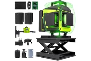 BIO-TH Laser Level 360 Self Leveling Kit, 4D 4x360° Green Cross Line Vertical and Horizontal Line Lazer Leveler, Laser Level Tool for Picture Hanging Construction, Batteries, Magnetic Stand, Carrying Bag