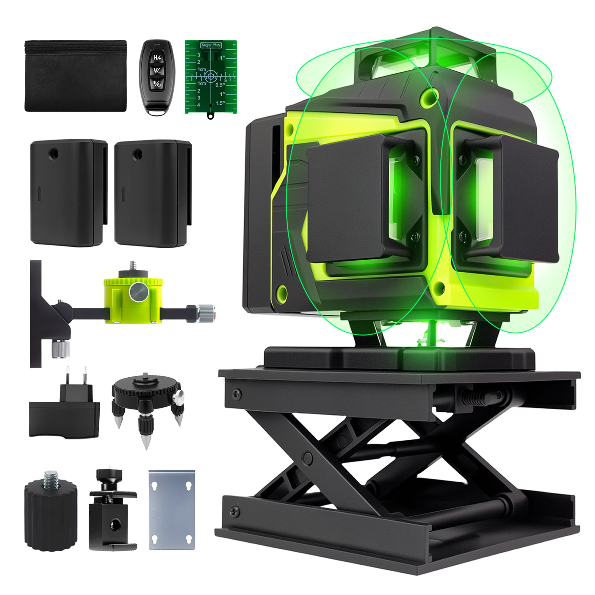 Photo 1 of Laser Level 360 Self Leveling Kit, 4D 4x360° Green Cross Line Vertical and Horizontal Line Lazer Leveler, Laser Level Tool for Picture Hanging Construction, Batteries, Magnetic Stand, Carrying Bag