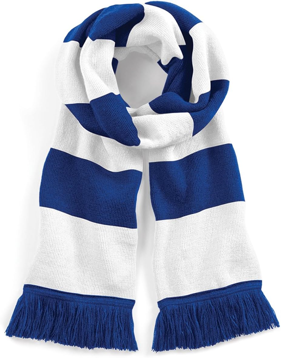 Beechfield Varsity Unisex Winter Scarf (Double Layer Knit) (One Size) (French Navy/Sky Blue): Clothing