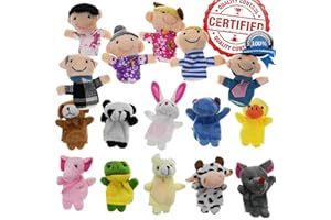 YABBER Finger Puppet Set | The Original Storytime Learning Aid | 16 Pack | Puppets for Teachers | Parents | Students & Children - Storytelling Reading Prop