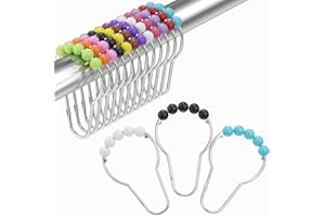 Amazer Rustproof Stainless Steel Shower Curtain Hooks Rings Set of 12 (Colorful)