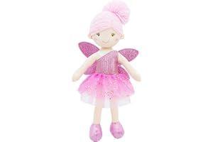 June Garden 12" Enchanted Garden Fairy Doll Elida - Plush Stuffed Soft Doll Girl Gift - Pink Outfit and Wings