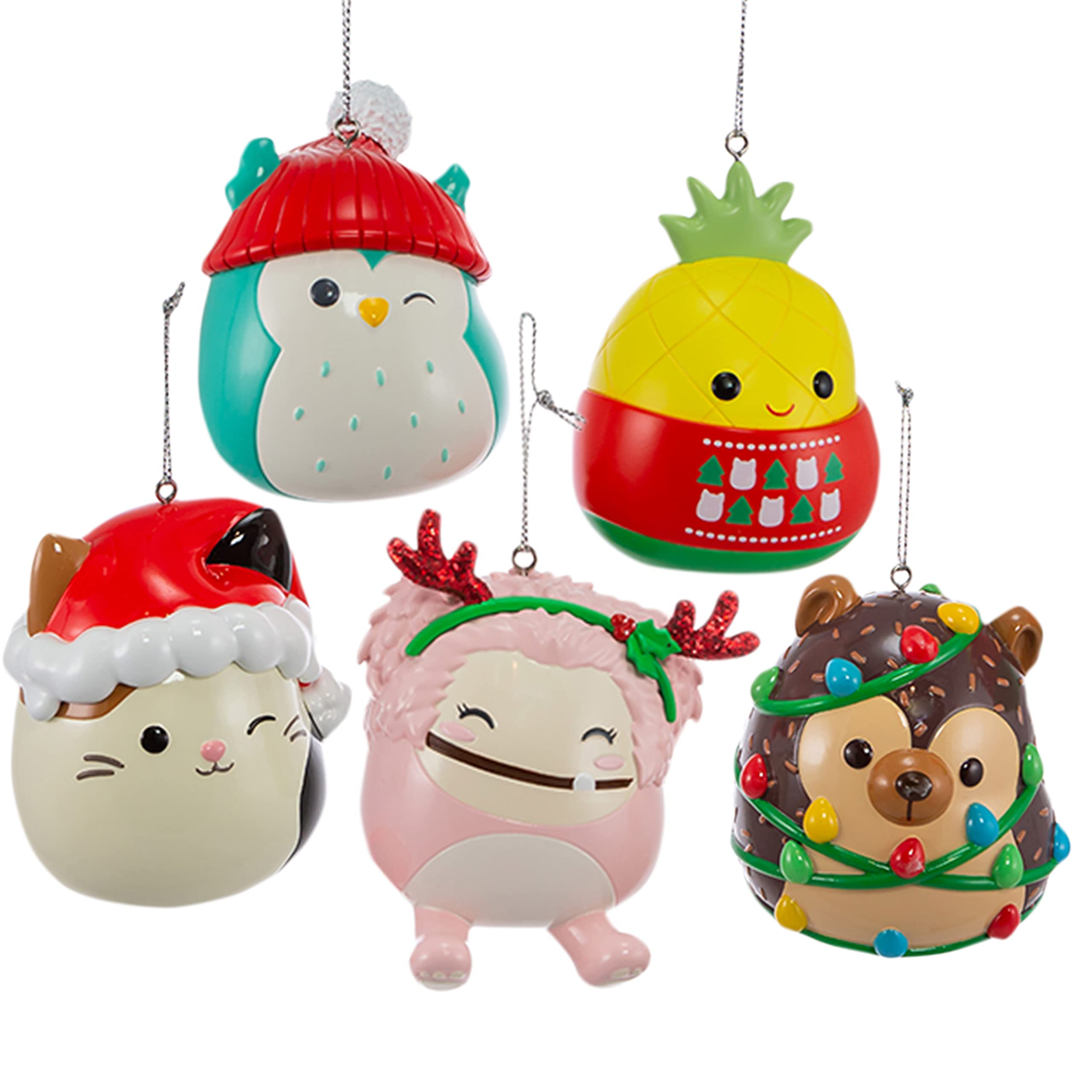 Squishmallows Christmas Ornament 5-Pack Set - Five Squishmallow Tree Ornaments - Great for Kids