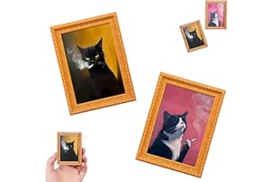 Cute Cat Refrigerator Magnets, Funny Wooden Rebellious Cat Smoking Art Print Fridge Magnets, Black and White Cats Design Magn