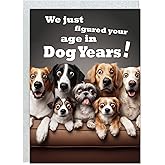 Gooji 5x7 Dogs Birthday Card, Funny Humorous Cute Card for Wife Husband Teenage Young Boy Girl Men Women Adult, Golden (Age)