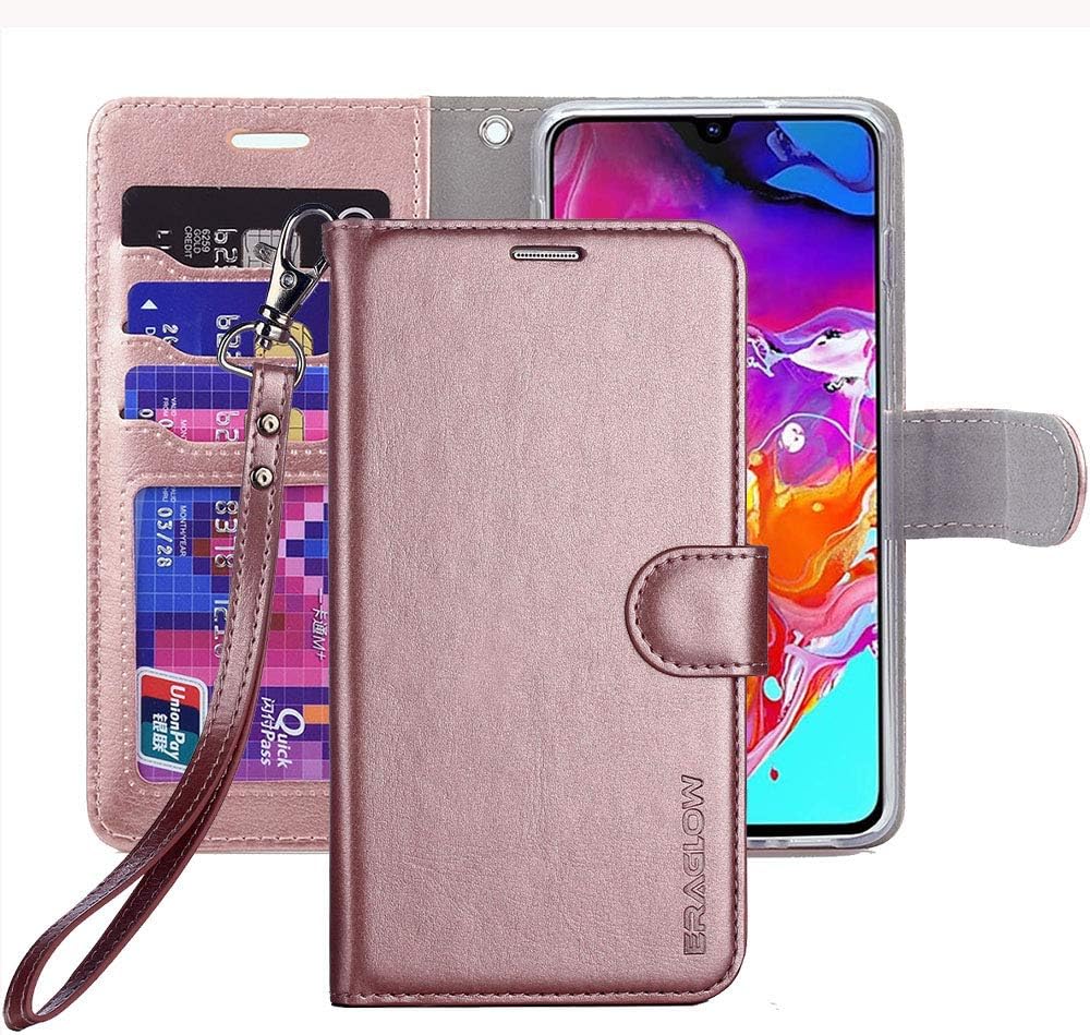 ERAGLOW Galaxy A70 Case,Galaxy A70 Wallet Case,Premium PU Leather Wallet Flip Protective Phone Case Cover w/Card Slots & Kickstand for Samsung Galaxy A70 2019(Rose Gold)