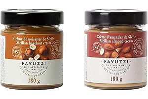 Favuzzi Sicilian Nut Cream Duo | Hazelnut Spread & Almond Butter | Artisan Italian Jars | 180 g + 180 g Pack | Product of Ita
