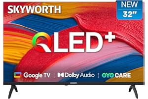 SKYWORTH 32 Inch QLED Smart TV, HD TV Compatible with Google TV, HDR10, Dolby Audio, Bluetooth 5.1, Googlecast Built-in, Voic