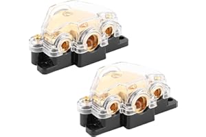 Aramox Power Distribution Block, 2pcs Power Distribution Block 1 in 3 Ways Audio Amplifier Cable Splitter Circuit Protector f